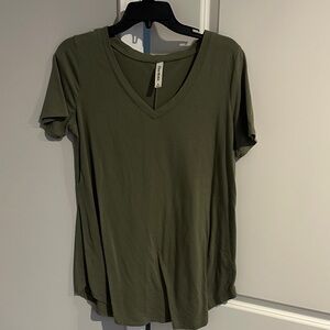 Zenana Outfitters Olive V-Neck Short Sleeve Tee